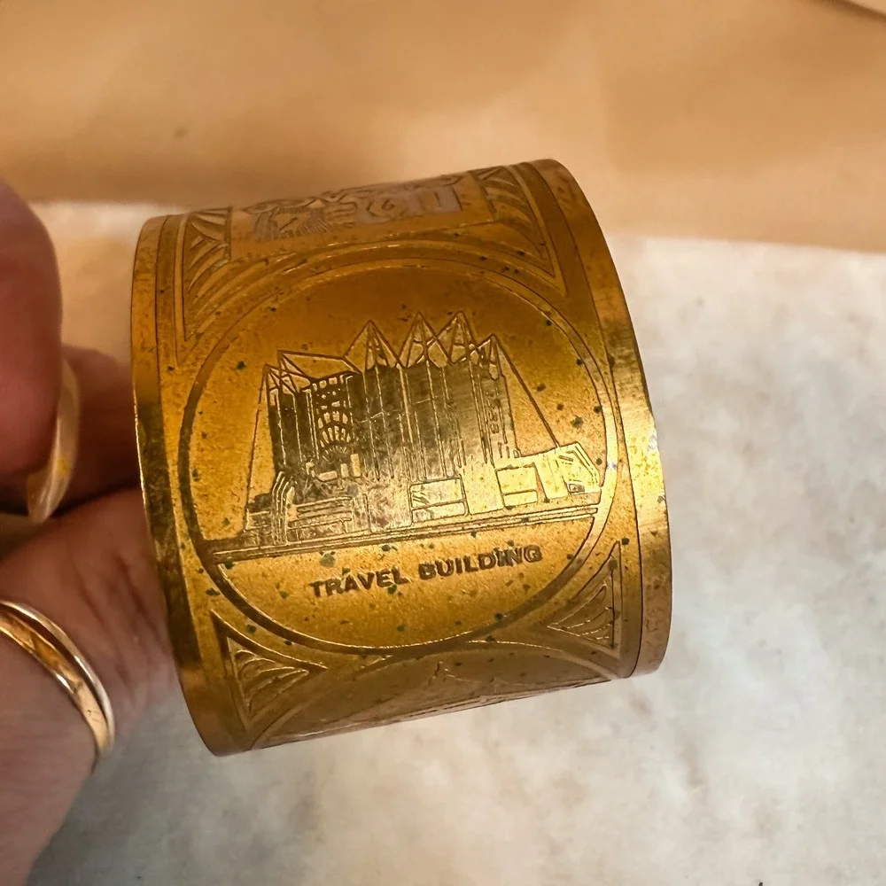 Brass 1934 World's Fair Chicago Napkin Ring‎